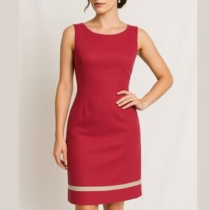 Linen Mini Dress Fitted Cleo High Neck Sleeveless Pencil Fitted Knee Length